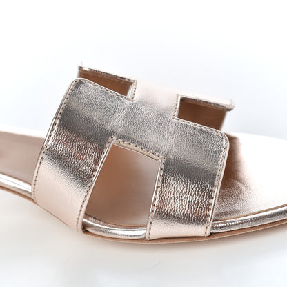 Hermes Metallic Nappa Oasis Sandals 40 Rose Dore 10 of 14