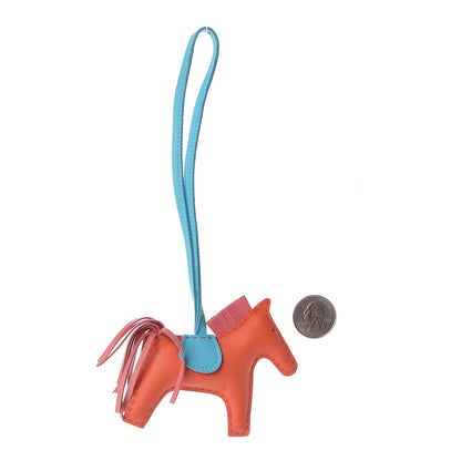 Hermes Milo Lambskin Grigri Rodeo Horse Bag Charm PM Orange Poppy Rose Azalee Bleu Azteque 2 of 4