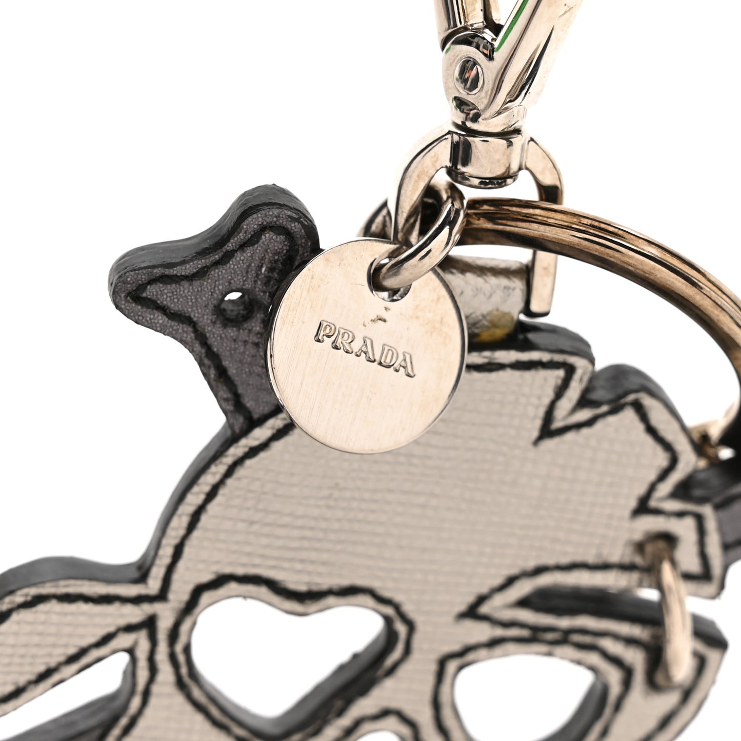 Metal Saffiano Skull Bag Charm Palladio