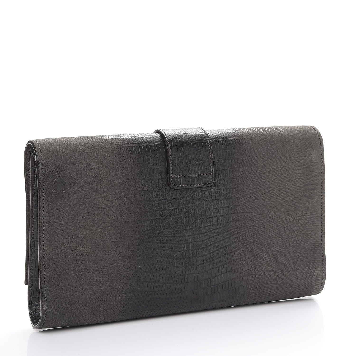 Saint Laurent Lizard Calfskin Embossed Classic Y Clutch Black 3 of 14