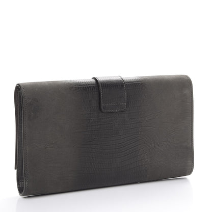 Saint Laurent Lizard Calfskin Embossed Classic Y Clutch Black 3 of 14