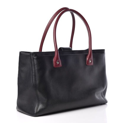 Chanel Calfskin Cerf Executive Shopper Tote Burgundy Black 3 of 16