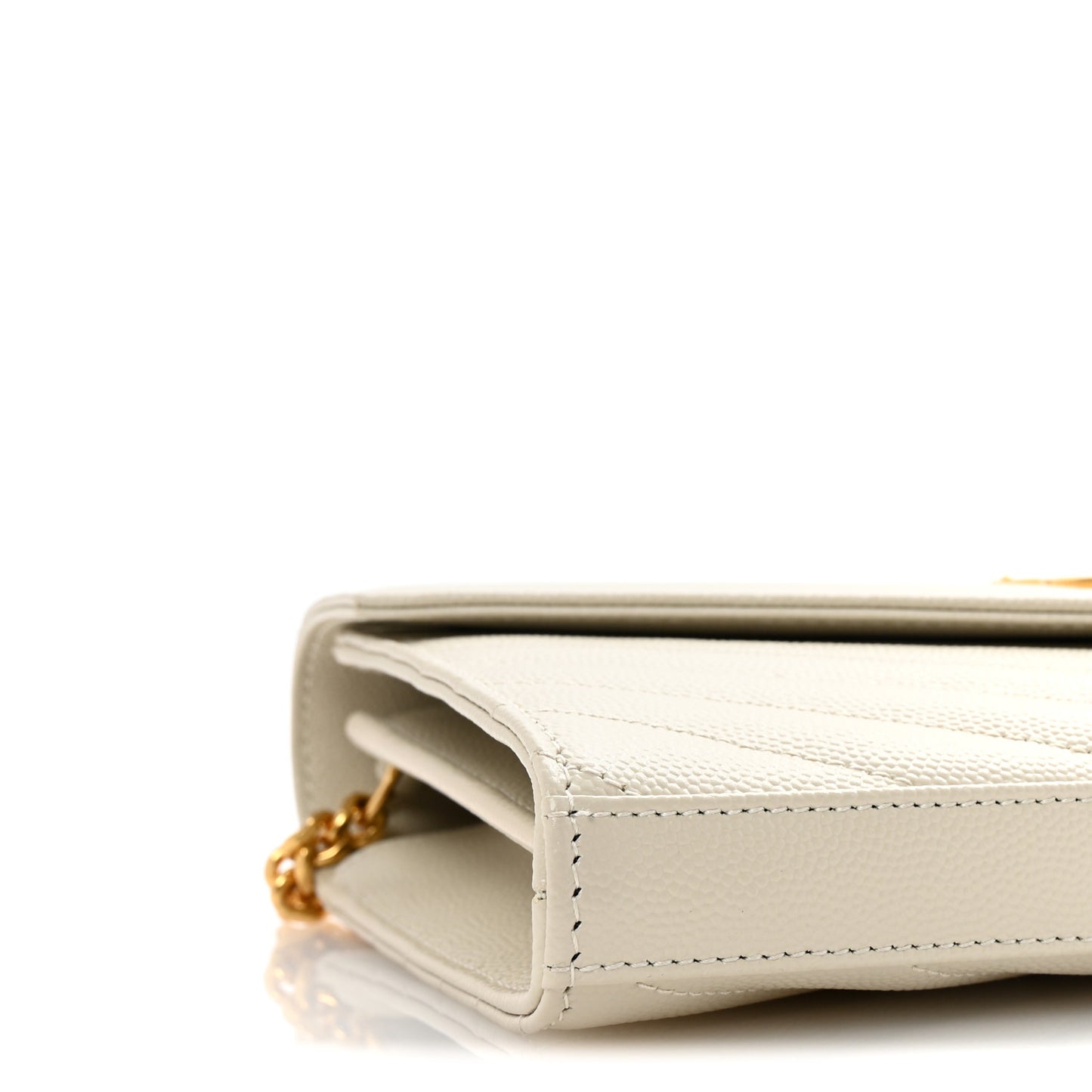 Grain De Poudre Matelasse Chevron Monogram Chain Wallet Crema Soft