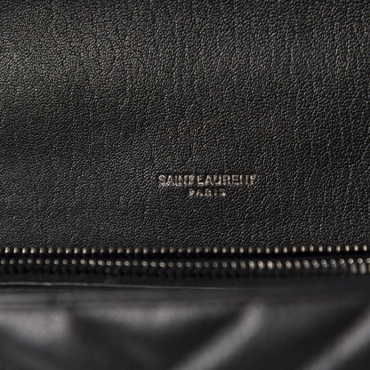 Saint Laurent Sheepskin Matelasse Chevron Monogram Large College Satchel Black 9 of 12