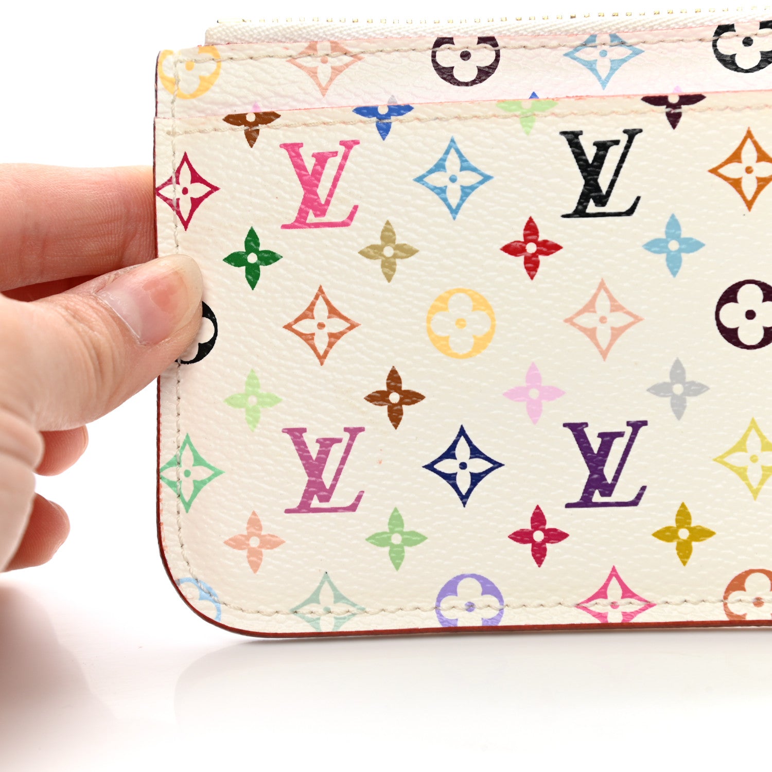 Louis Vuitton Monogram Multicolor Key Pouch White Litchi 8 of 10