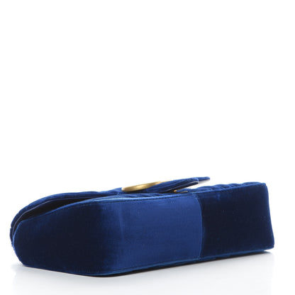 Gucci Velvet Matelasse Small GG Marmont Shoulder Bag Cobalt Blue 5 of 11