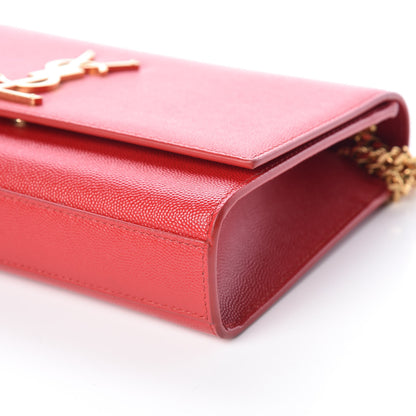 Saint Laurent Grain De Poudre Medium Monogram Kate Satchel Red 9 of 9
