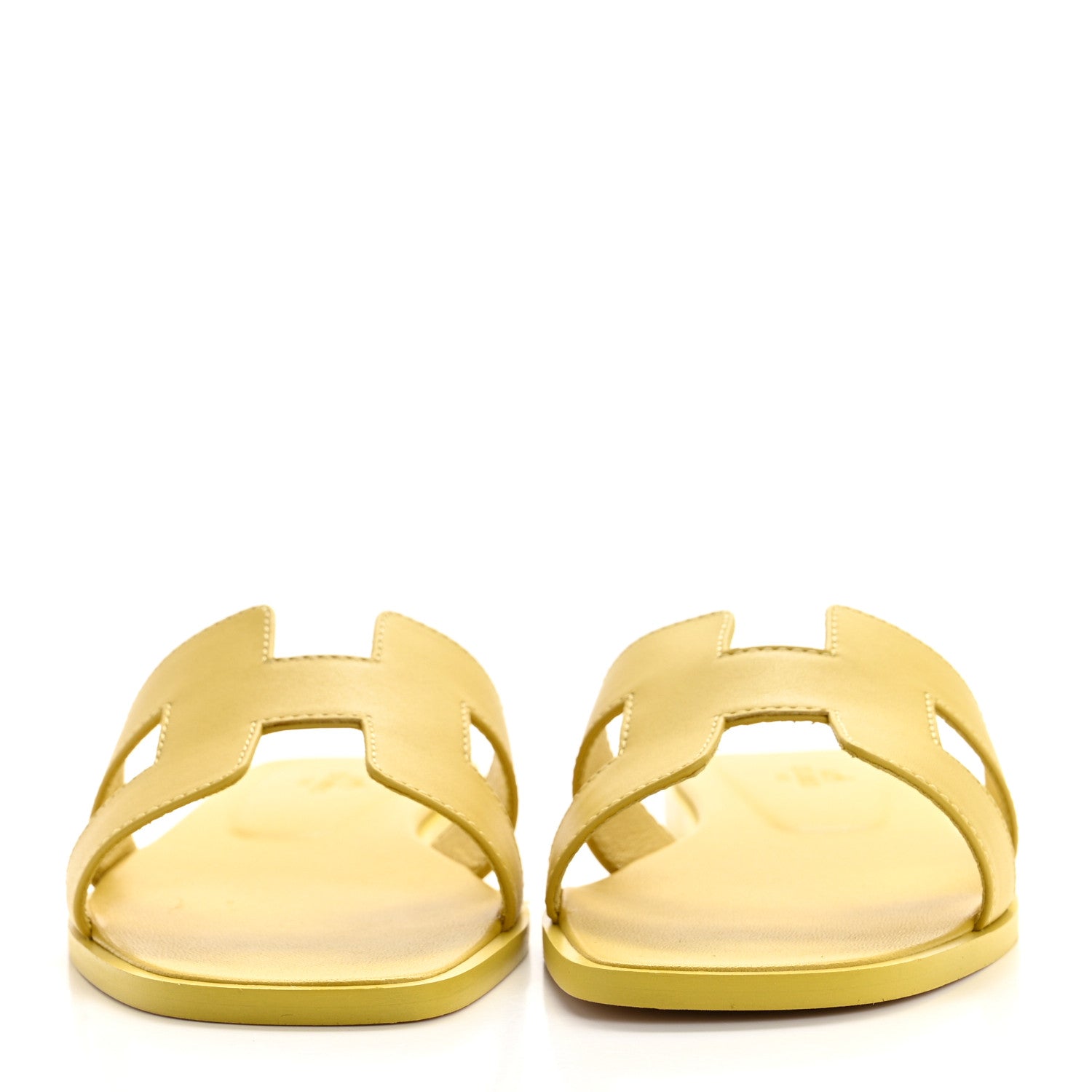 Hermes Box Calfskin Oran Sandals 37 Jaune Imperial 2 of 9