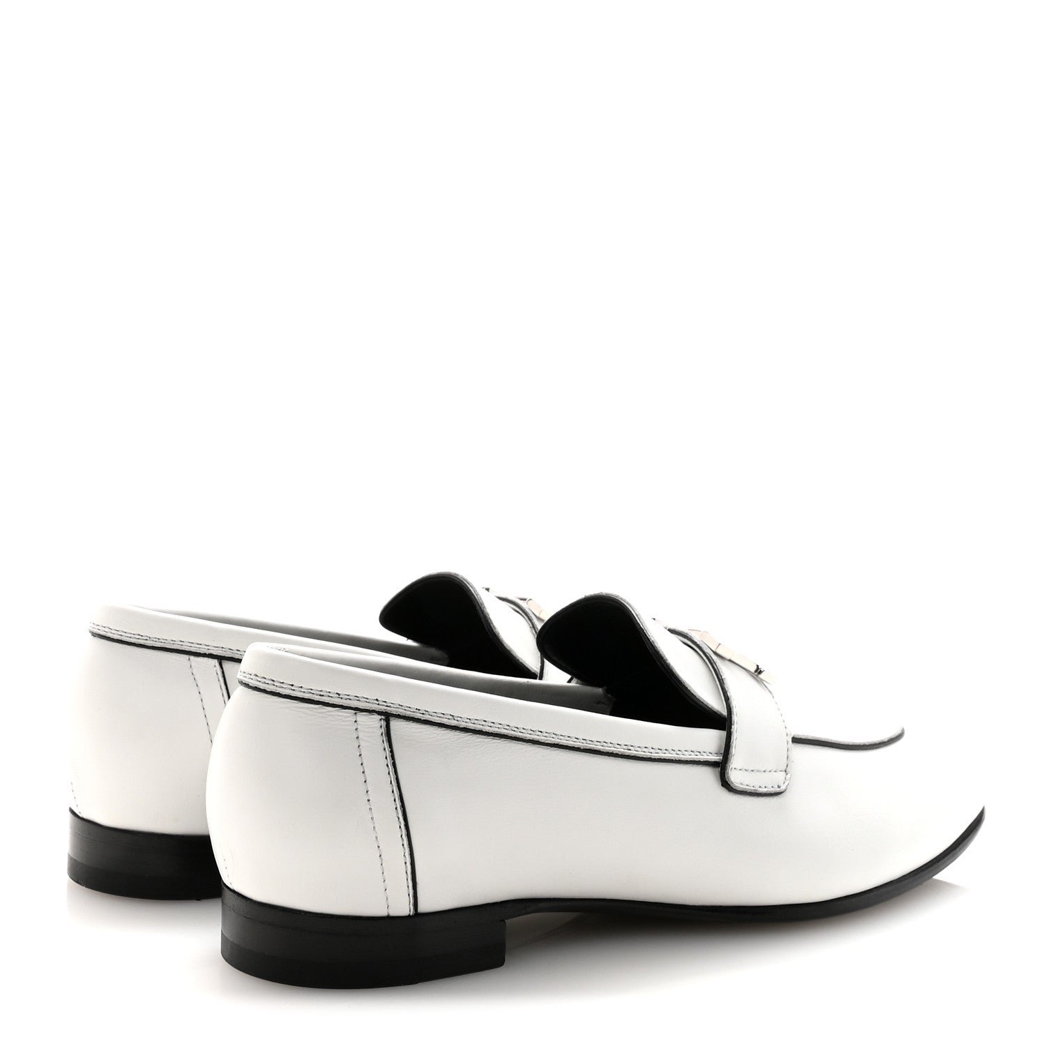 Hermes Calfskin Womens Paris Loafers 37.5 White 5 of 10