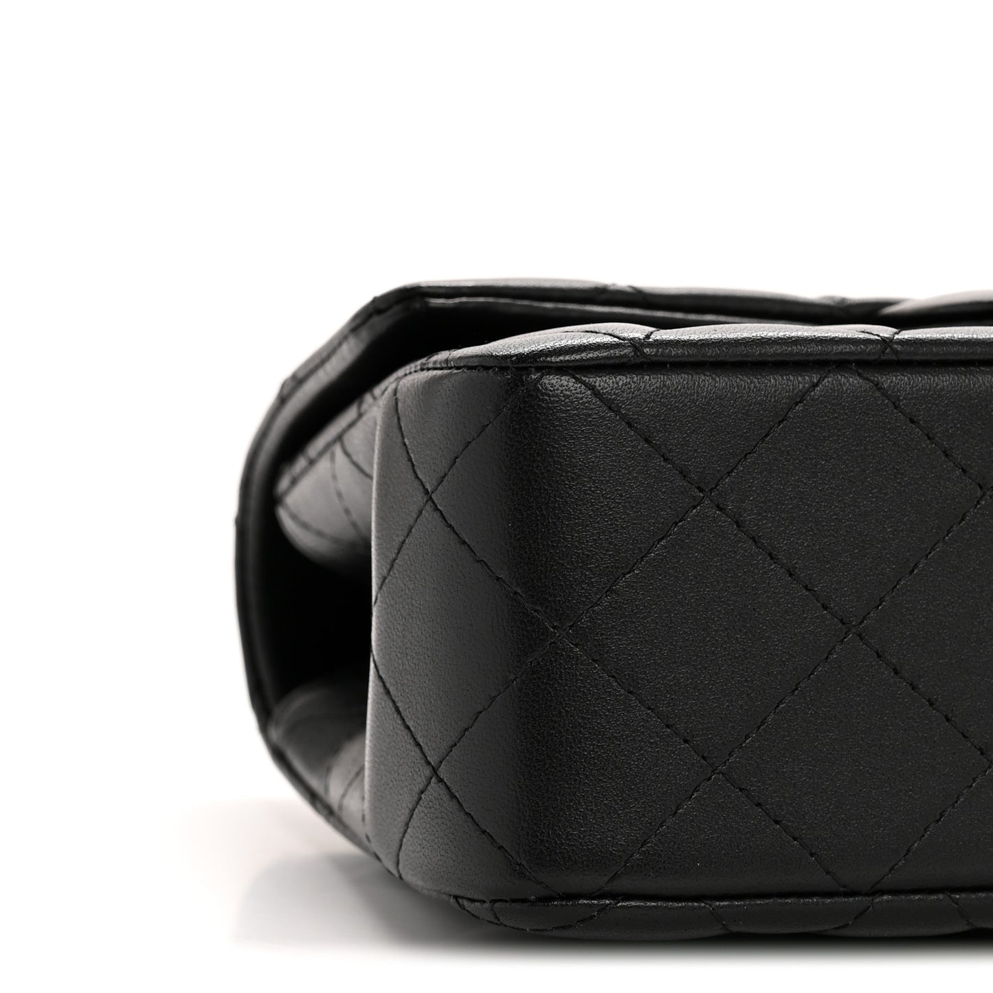 Lambskin Quilted Mini Top Handle Rectangular Flap Black