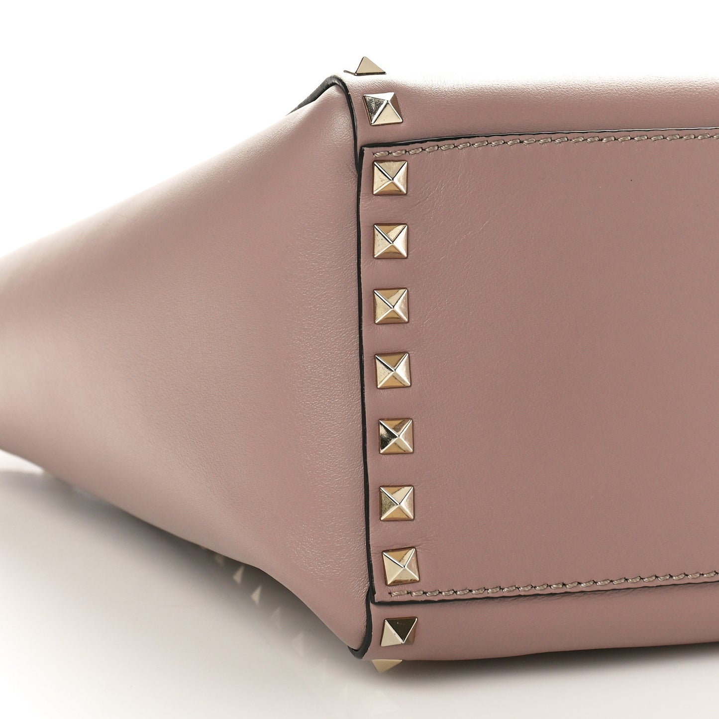Vitello Rockstud Double Handle Tote Poudre