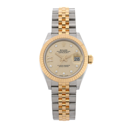 Rolex Stainless Steel 18K Yellow Gold Diamond 28mm Oyster Perpetual Datejust Watch Champagne 279173 1 of 5