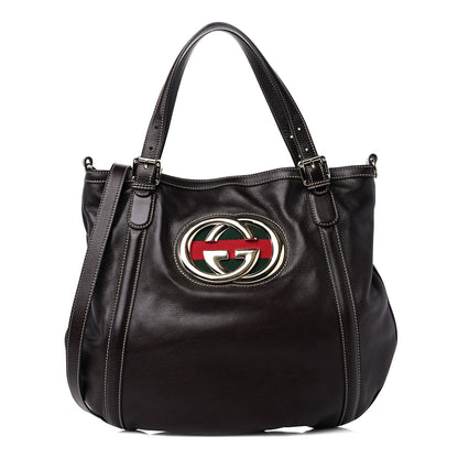 Gucci Calfskin Medium Britt Tote Dark Brown 1 of 10