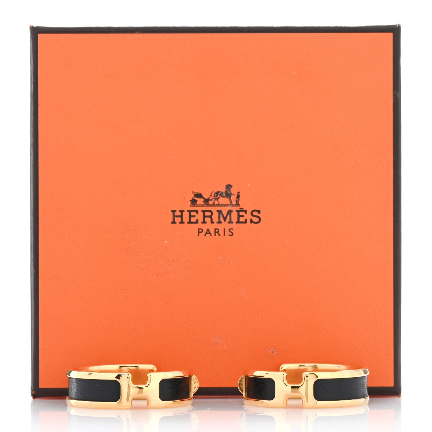 Box Calfskin Olympe Hoop Earrings Black