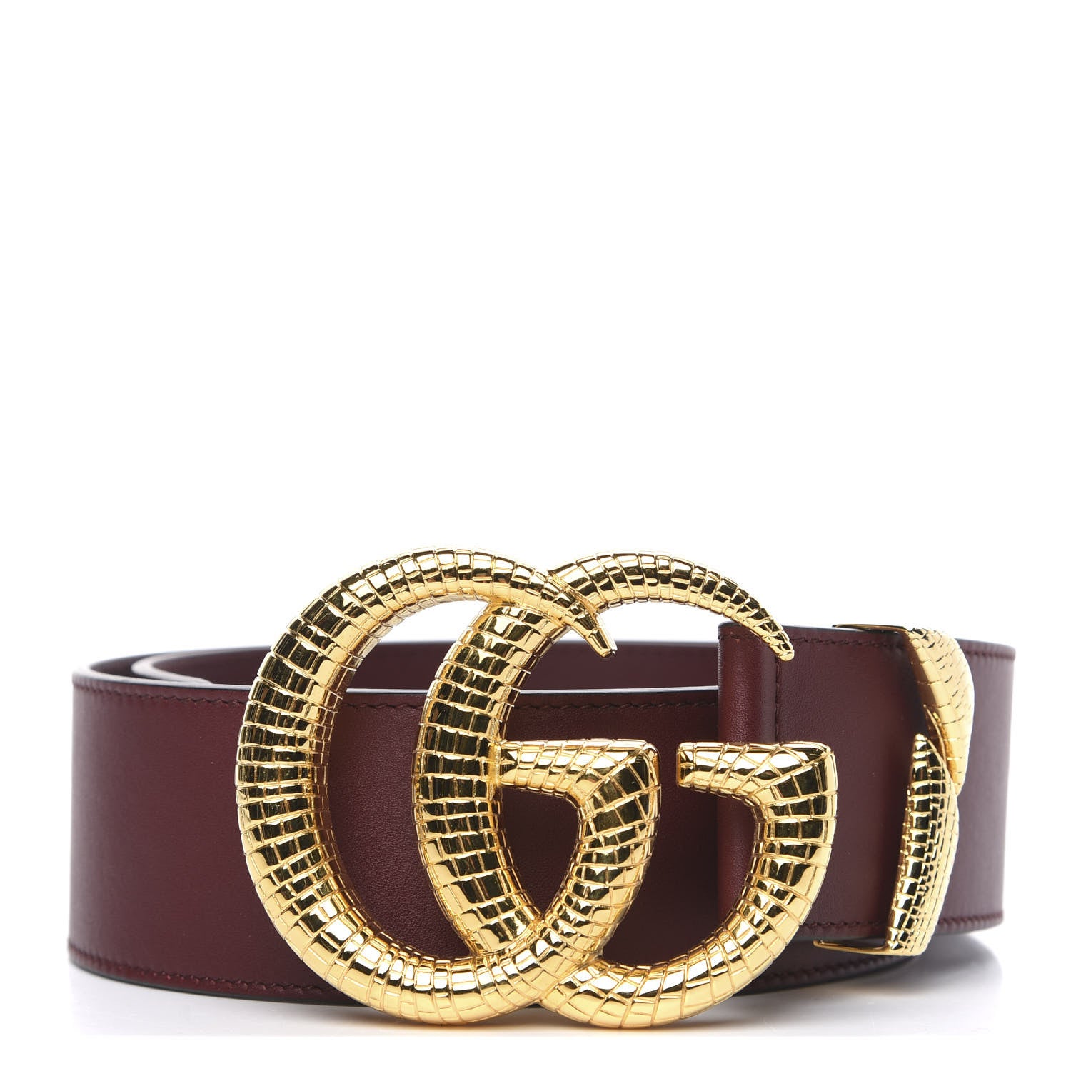 Gucci Calfskin Lizard Double G 50mm Belt 80 32 Vintage Bordeaux 1 of 3