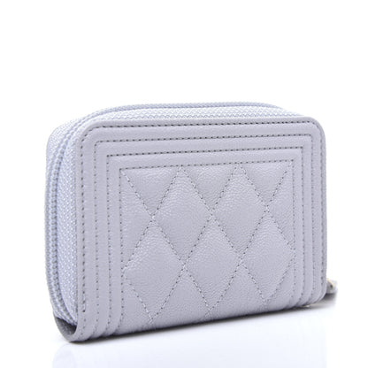 Chanel Caviar Quilted Boy Zip Around Coin Purse Wallet Grey 2 of 11