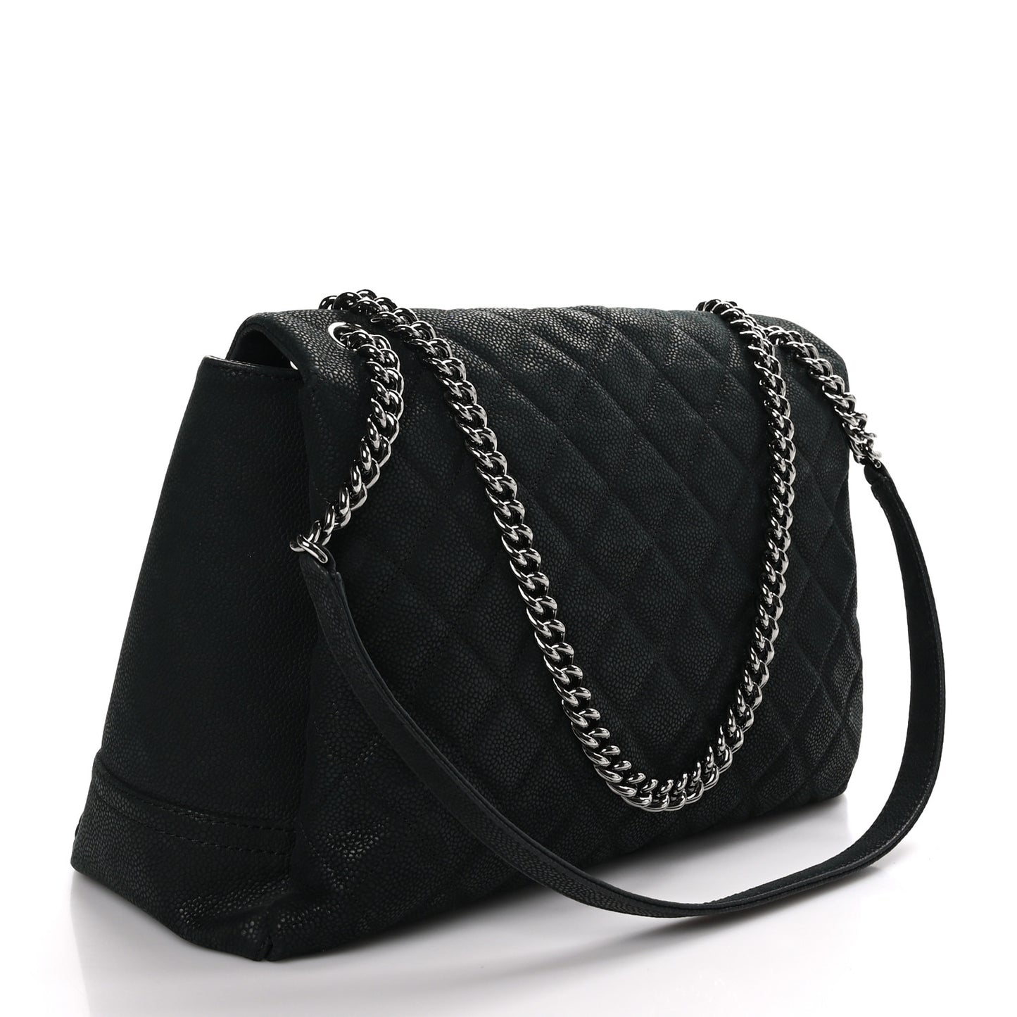 Iridescent Caviar Medium Lady Pearly Flap Black