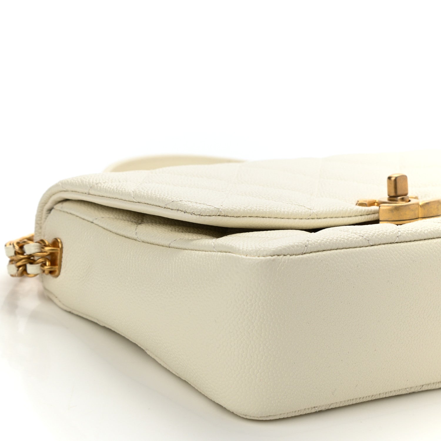 Chanel Shiny Caviar Quilted Small Chain Melody Flap White 9 of 11