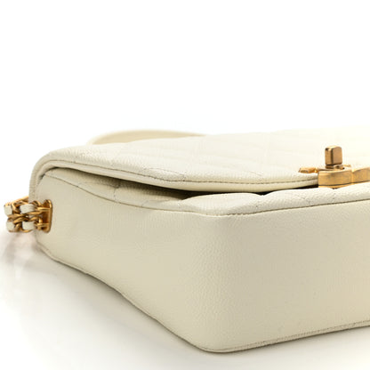 Chanel Shiny Caviar Quilted Small Chain Melody Flap White 9 of 11
