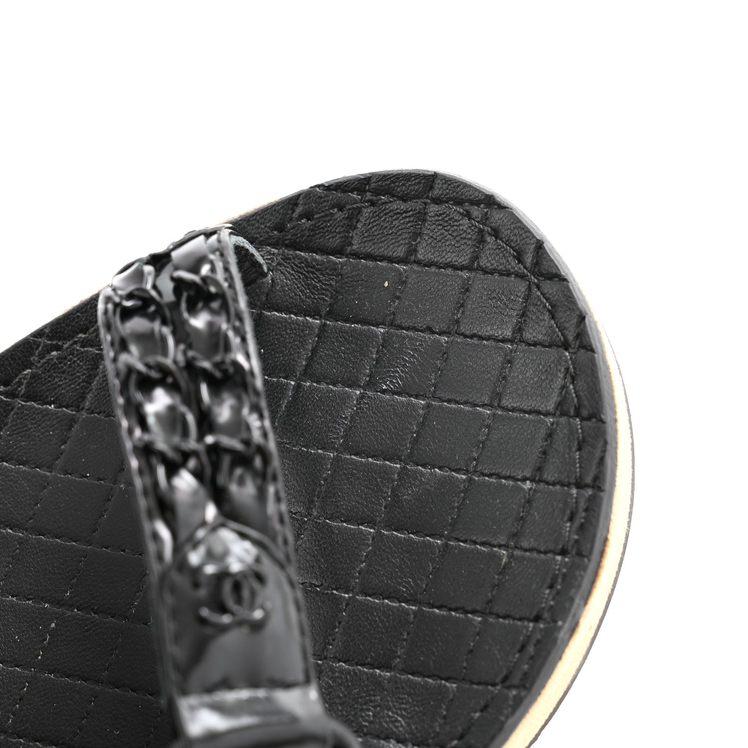 Chanel Lambskin Chain Sandals 39.5 Black 8 of 9