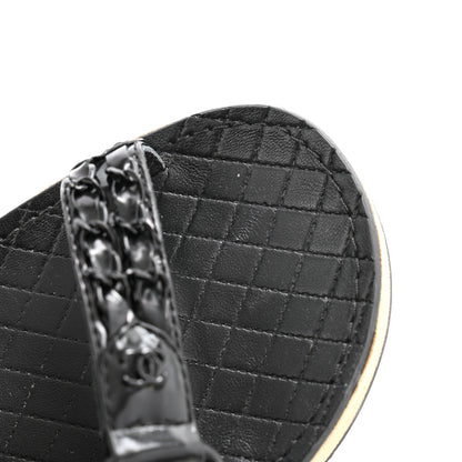 Chanel Lambskin Chain Sandals 39.5 Black 8 of 9