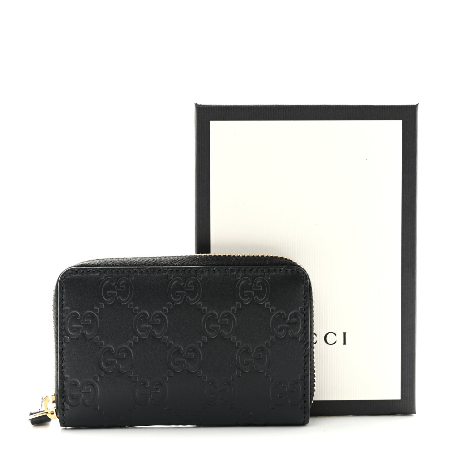 Guccissima Zip Around Card Case Black