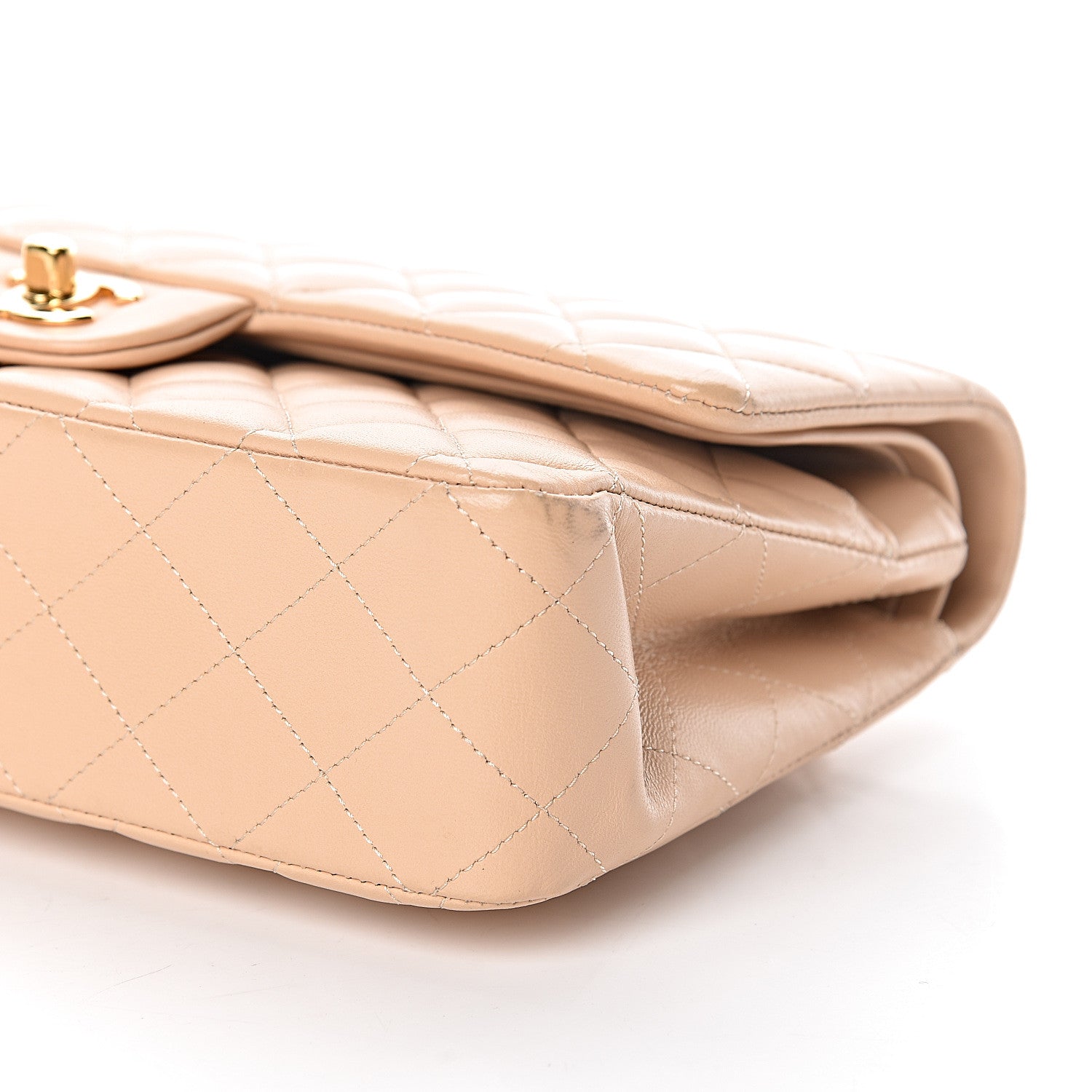 Chanel Lambskin Quilted Medium Double Flap Beige 10 of 11