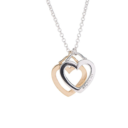 Tiffany Sterling Silver 18K Yellow Gold Double Heart Pendant Necklace 4 of 7