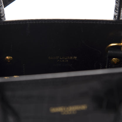 Saint Laurent Calfskin Crocodile Embossed Baby Sac De Jour Black 8 of 9