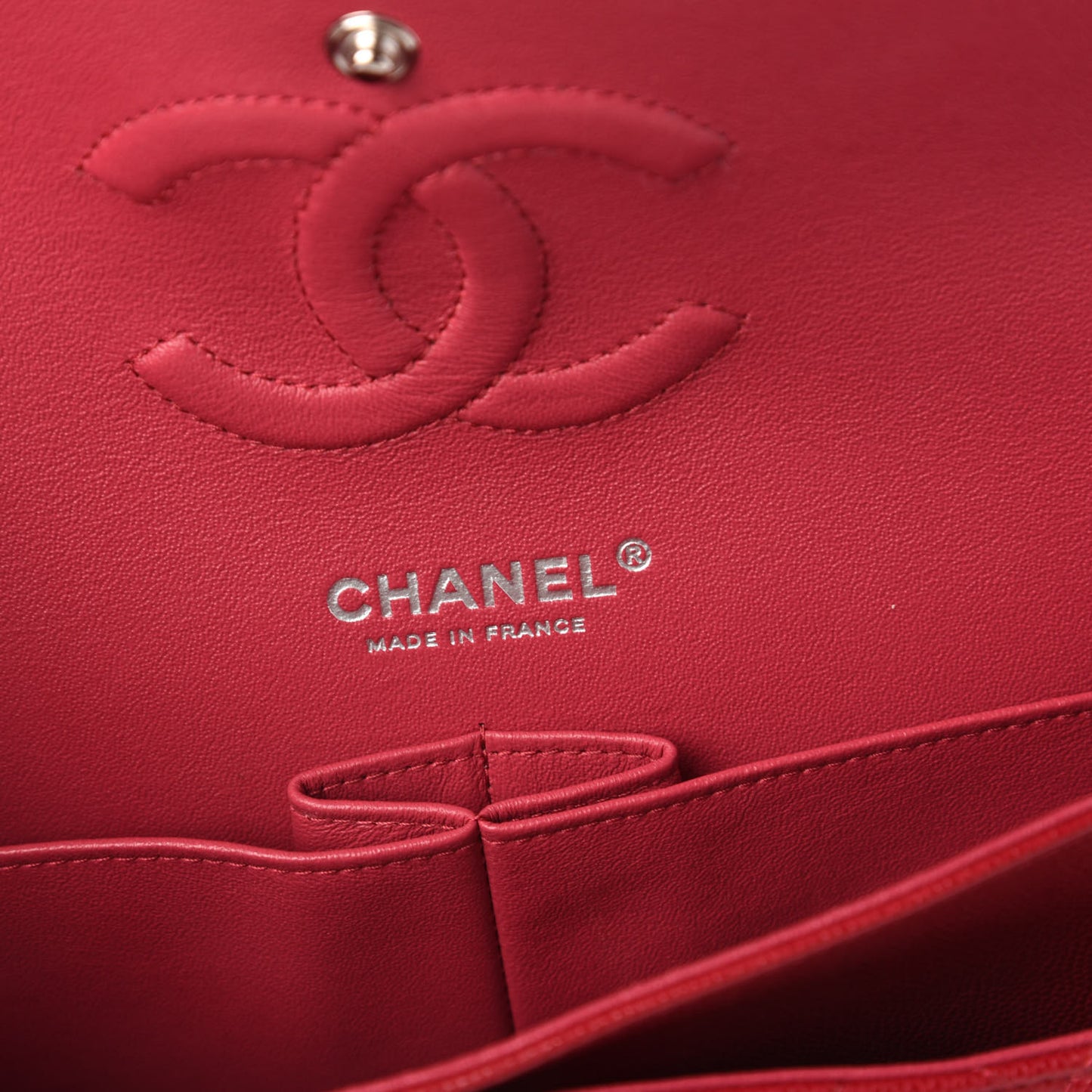 Caviar Quilted Medium Double Flap Red