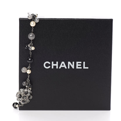 Chanel Pearl Crystal Bead CC Long Necklace Black 5 of 5