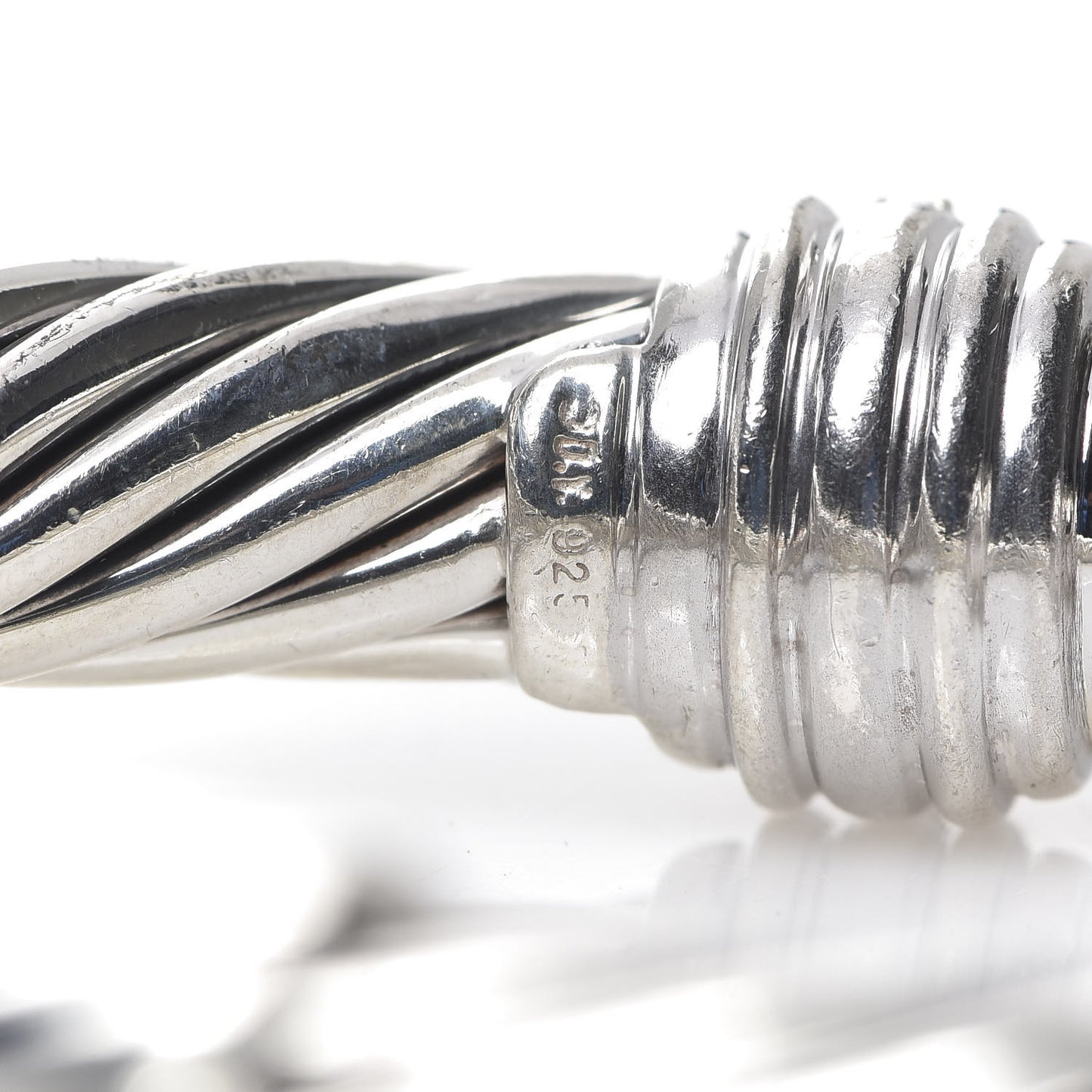 Sterling Silver Diamond 10mm Cable Classics Hinged Bracelet