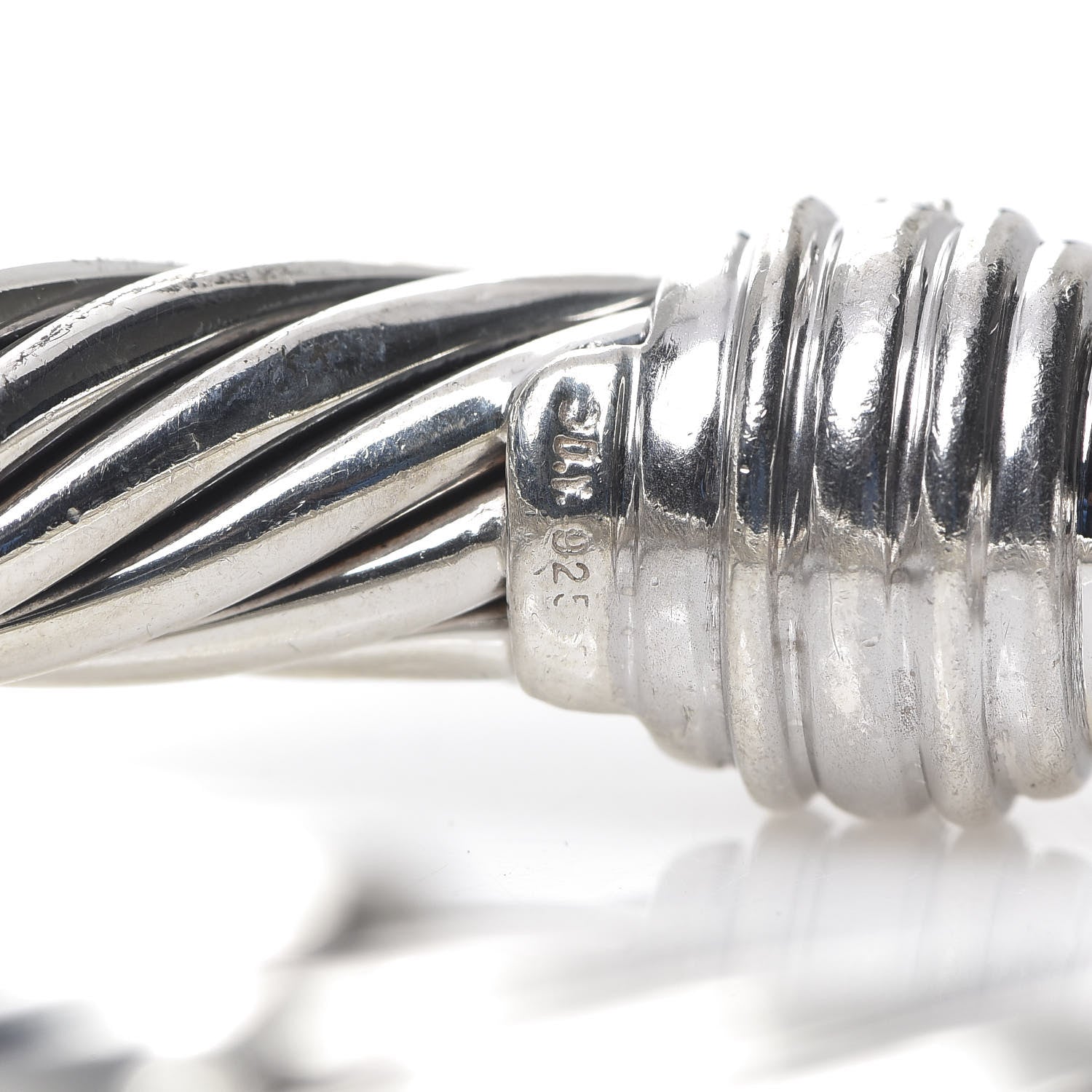 David Yurman Sterling Silver Diamond 10mm Cable Classics Hinged Bracelet 3 of 4