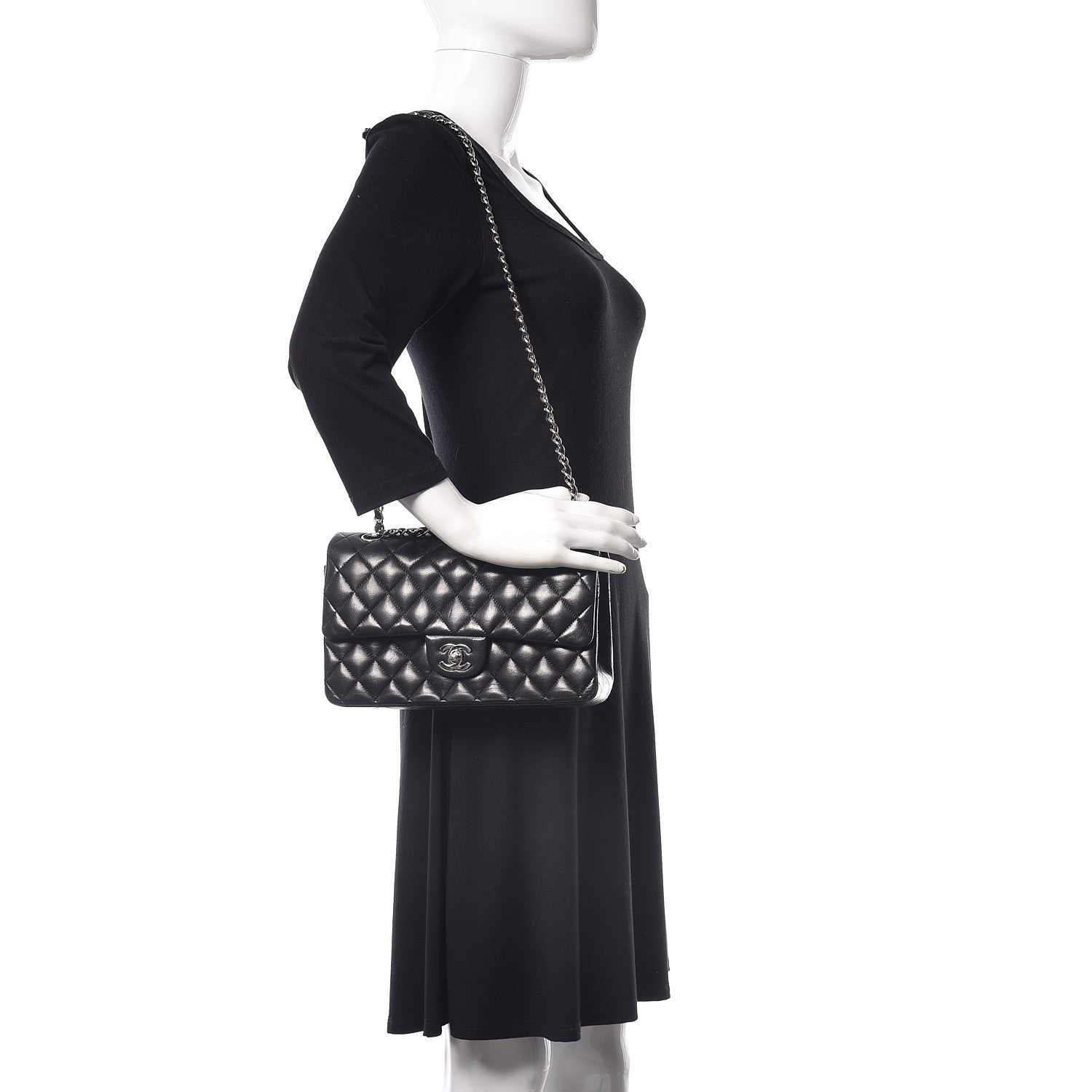 Chanel Lambskin Quilted Medium Double Flap Bag Black 3 of 27
