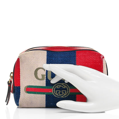 Gucci Canvas Sylvie Stripe Logo Cosmetic Case Mystic White Hibiscus Red Maritime 2 of 11