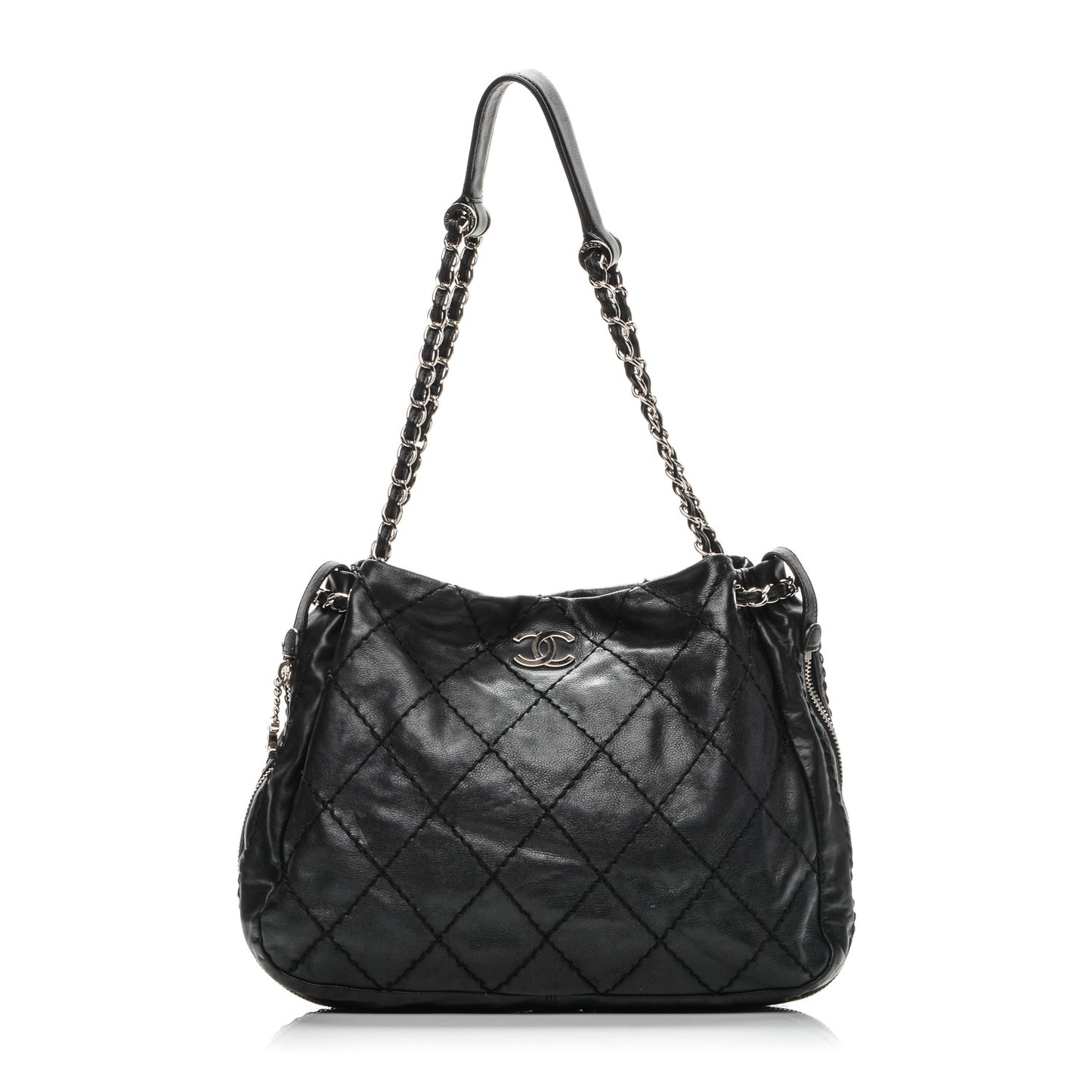 Lambskin Expandable Tote Black