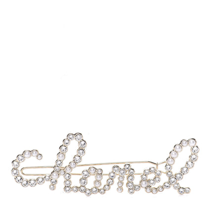 Chanel Metal Glass Swirling Pearls Hair Clip Gold 1 of 4