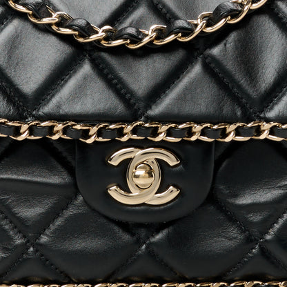 Chanel Crumpled Calfskin Medium Chain All Over Flap Black 9 of 12