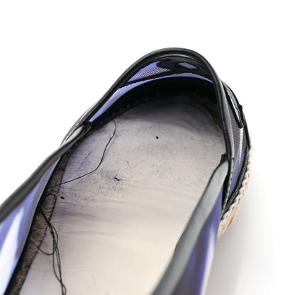 Chanel Mesh Lambskin Check Print CC Espadrilles 38 Blue Black White 10 of 11