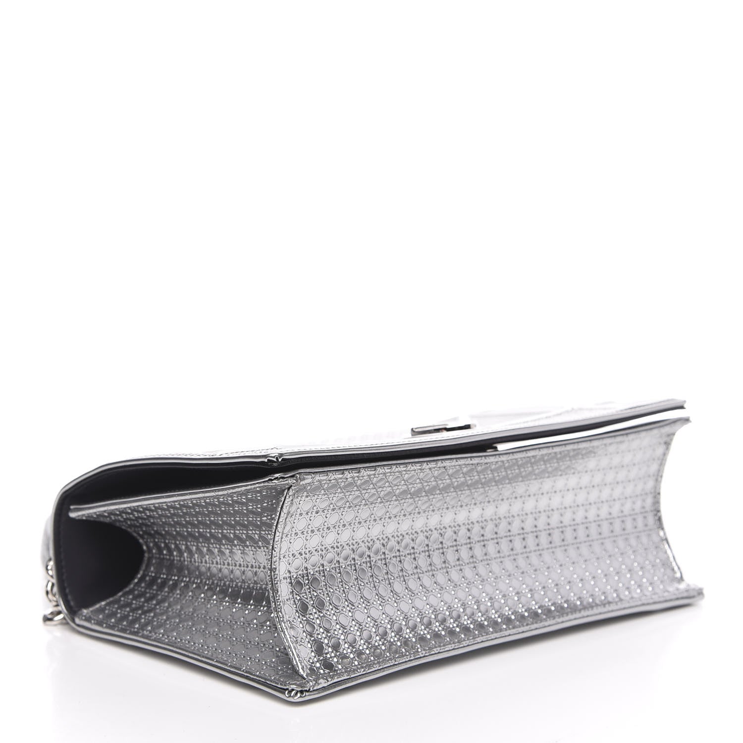 Christian Dior Metallic Patent Micro-Cannage Medium Diorama Flap Bag Silver 4 of 10