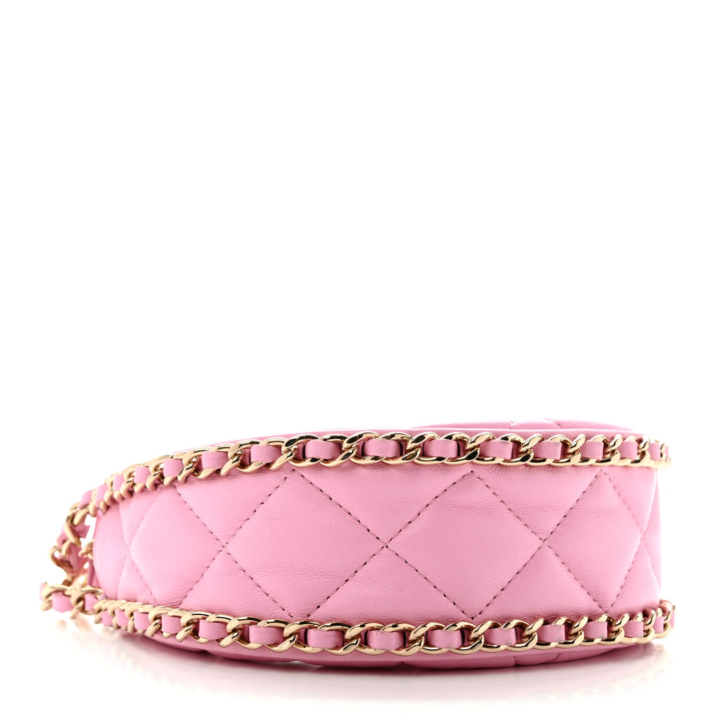 Lambskin Quilted Mini Chain Around Hobo Pink