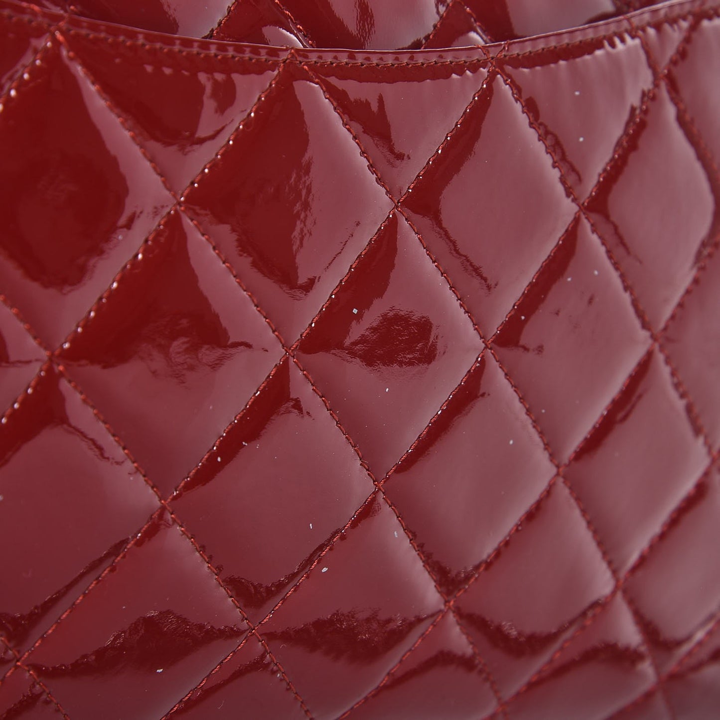 Patent Quilted Clutch With Chain Flap Red