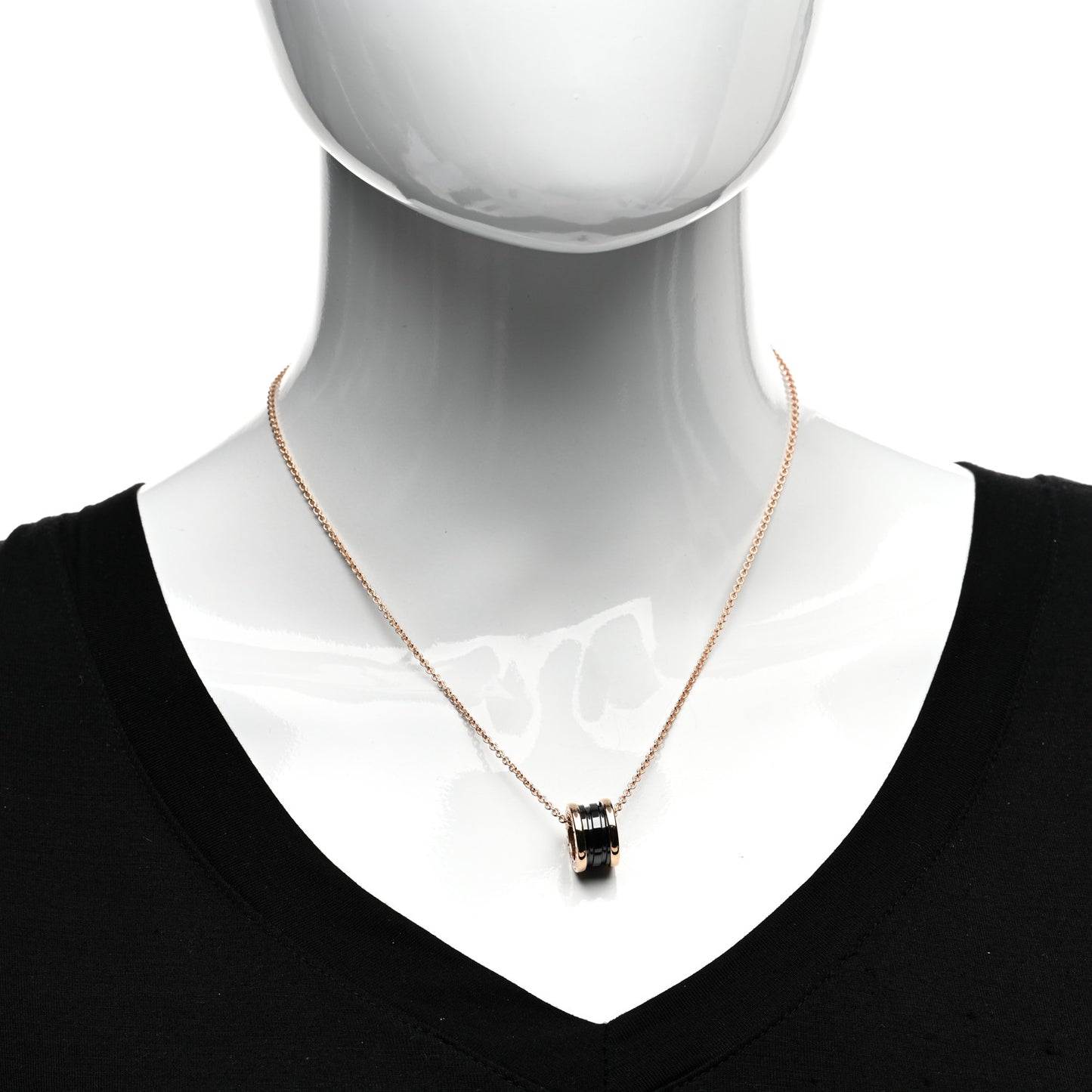 18K Rose Gold Black Ceramic B.Zero1 Pendant Necklace
