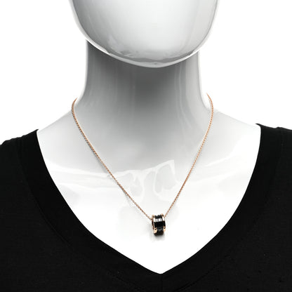 Bulgari 18K Rose Gold Black Ceramic B.Zero1 Pendant Necklace 2 of 5