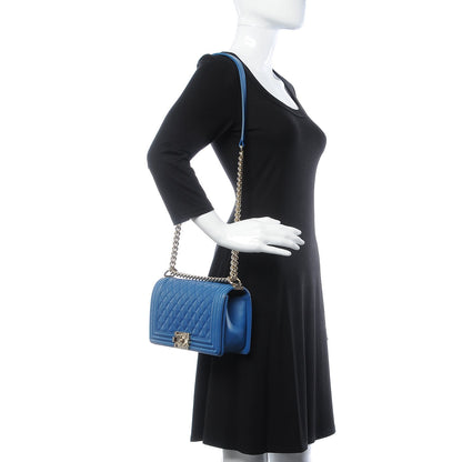 Chanel Calfskin Quilted Medium Boy Flap Blue 2 of 7