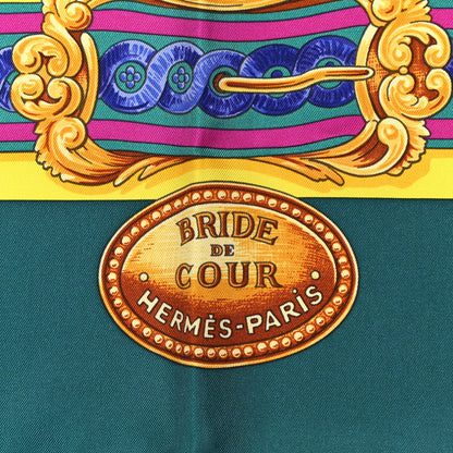 Hermes Silk Bride De Cour Scarf 90 Canard Jaune Vif Fuchsia 2 of 5