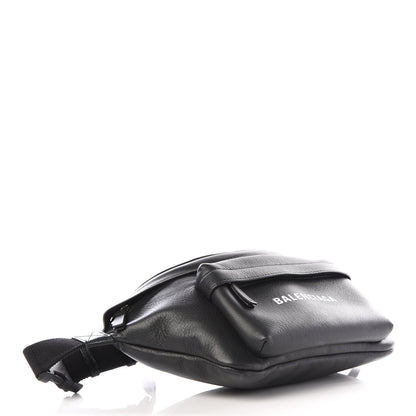 Balenciaga Smooth Calfskin Logo Large Everyday Beltpack Black White 3 of 9