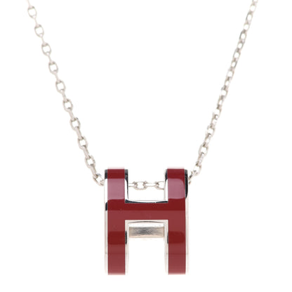Hermes Palladium Lacquered Pop H Pendant Necklace Rouge H 4 of 8