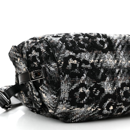 Chanel Tweed Quilted Camellia Shoulder Bag Black 8 of 9