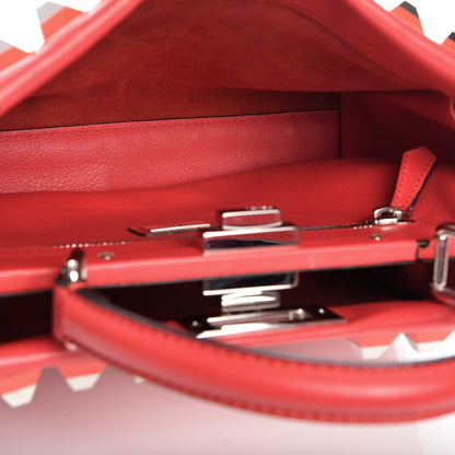 Fendi Vitello Seta Studded Medium Peekaboo Iconic Satchel Fiamma 6 of 8
